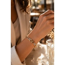 Solène Lovi Altın Kaplama Rose Gold Zirkon Taşlı Bileklik