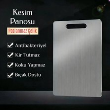 Go İthalat Paslanmaz Çelik Kesme Tahtası Hamur Açma ve Kesim Panosu  24X15 Cm.