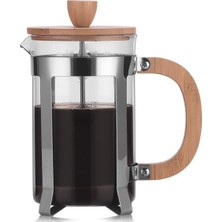 Go İthalat Metal Kafes Bambu Sap Bambu Kapak Cam Bitki Süzgeçi French Press  600 Ml.