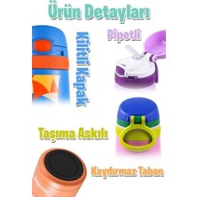 Çocuk 350 ml Pipetli Paslanmaz Çelik Termos Bpa Içermez 7 Renk (Açık Yeşil)