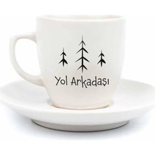 Yol Arkadaşı Temalı 2 Kişilik 4 Parça Krem Türk Kahvesi Fincan Seti - Hediyelik Kahve Fincanı Seti