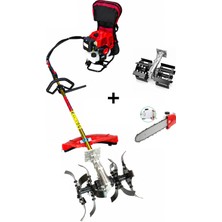 Öm-ka Royal Benzinli Sırt Tırpan + Çift Toprak Çapalama + Dal Budama Aparatı Set 52 cc 4.6 Hp