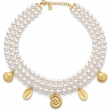 Venüs Design Incili Charmlı Choker Kolye