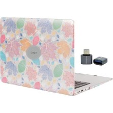 MacBook Air M1 Kılıfı A2337 A2179 A1932 Uyumlu 13.3 Inç Premium Vinleks Deri Kaplama Pastel Yaprak Desenli Hard Case Sert Kapak Ince Hafif Koruyucu Kılıf