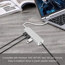 FC05 Type-C To 3 x 3.0 USB + RJ45 Lan Ethernet Çevirici MacBook Uyumlu