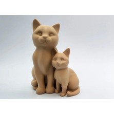 Belirtilmemiş Anne ve Bebek Kedi Dekoratif Biblo