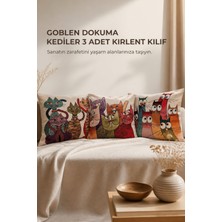 Goblen Dokuma Kediler 3 Adet Kırlent Kılıf