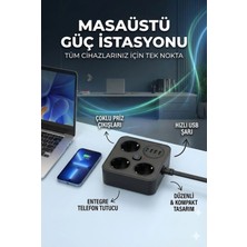 Aydogan's Akım Korumalı Avrupa Soket Kartı Tip-C USB 2 M Uzatma Kablosu Emniyet Anahtarı ile