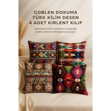 Goblen Dokuma Türk Kilim Desen 4 Adet Kırlent Kılıf