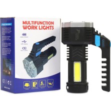 Aydogan's PS-3879 USB Şarj Göstergeli Şarj Edilebilir 7*xpe +Cob LED El Feneri