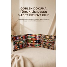 Goblen Dokuma Türk Kilim Desen 3 Adet Kırlent Kılıf