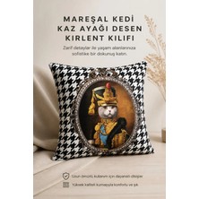 Kırlent Ev Mareşal Kedi Kaz Ayağı Desen Çok Renkli Kırlent Kılıfı Tay Tüyü Malzemeden 43 x 43 cm