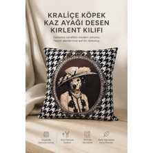 Kırlent Ev Kraliçe Köpek Kaz Ayağı Desen Kırlent Kılıfı 43x43 cm Kalın Tay Tüy Kumaşla Estetik Tasarım