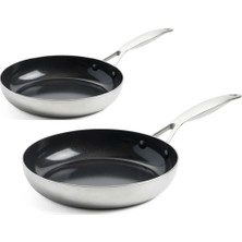 Greenpan Geneva Tava Seti 18 cm - 24 cm | Thermolon™ Seramik Yüzey | Pfas Içermez | Paslanmaz Çelik |