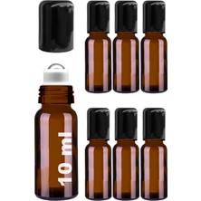 Hepta Collection Afracam 10 ml Çelik Roll On Şişesi 10 cc Sızdırmaz Siyah Kapaklı Cam Şişe 6 Adet (Amber, 10)