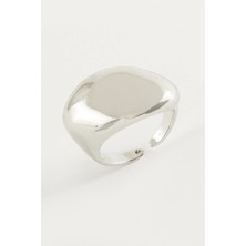 Zero Land Spt-Gld Oval Metal Yüzük Gümüş Rengi