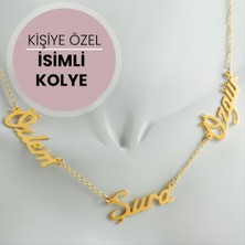 Zero Land Kmrsfres Kişiye Özel Üç Isim Yazılı Kolye Sarı