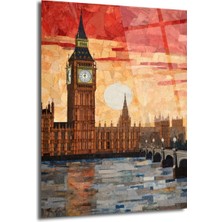 GLAZELLA Londra Big Ben Gün Batımı Mozaik Cam Tablo