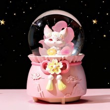 Keyfim Shop Sevimli Kedi Temalı Orta Boy Işıklı Müzikli Kar Küresi