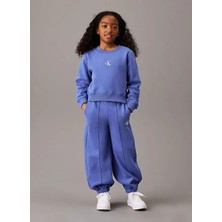 Calvin Klein Kadın / Kız Mavi Calvin Klein Ck Logo Fleece Jogge, C6D Mavi Kız Çocuk Eşofman Altı
