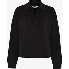 Penti Siyah İpeksi Dokunuş Silky Touch Bağcıklı Uzun Kollu Sweatshirt