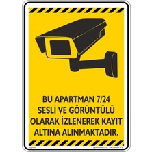 Empressco 15X20CM/3ADET/FOSFORLU Etiket/bu Apartman Güvenlik Kamera Uyarısı/v2