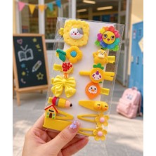 Joinkidz Okul Temalı Kız Çocuk Renkli Pens Toka Seti Kalem Okul Figürlü Karışık Set Okulda Ilk Gün