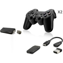 Aydogan's Retro Oyun Stick HDMI Çift Gamepad Seti 2.4g Kablosuz - Siyah HD327