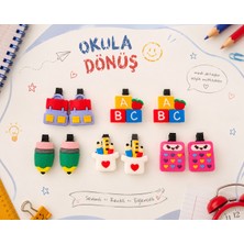 Joinkidz Okul Temalı Kız Çocuk Renkli Pens Toka Seti Kalem Defter Okul Figürlü 5'li