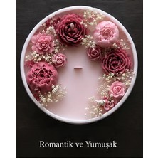 Yaratıcı Sanatlar Atölyesi Dekoratif Özel Tasarım Gül Kasesi Doğal Soya Mum 20 cm Çap