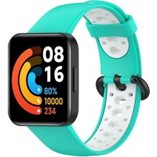 Royaleks Xiaomi Redmi Watch 2 Spor Delikli Kordon - Turkuaz-Beyaz