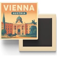 Viyana Avusturya - Hofburg Sarayı - Baskılı Buzdolap Magneti Kare 9x9 cm
