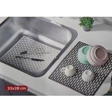 Dikdörtgen Silikon Lavabo Buzluk Matı 33X28 cm Antrasit Renk 1 Adet ISGLVB112