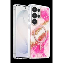 Royaleks Onegif Samsung Galaxy S26 Ultra Lotus Simli Magsafe Kapak - Pembe