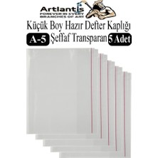 Artlantis Küçük Boy Hazır Defter Kaplığı Şeffaf A5 5 Adet 1 Paket Cırtlı Ayarlanabilir Kendinde Yapışkanlı Kaplık Okul Sınıf