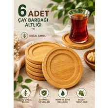 Kea Ev Eşyaları 6 Adet Bambu Çay Bardağı Altlığı Çay Tabağı Yuvarlak Ahşap Bardak Altlığı
