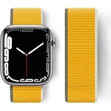 Royaleks Apple Watch 42MM Hasırlı Cırtcırtlı Kordon - Sarı