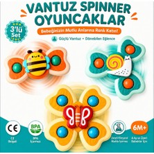 Bbsky Vantuzlu Duyu Geliştirici Eğitici Spinner Oyuncak 3’lü Set – Dönen Bebek Oyuncağı (6 Ay+)