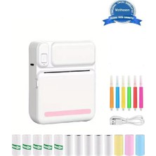 Royaleks Mini Taşınabilir Yazıcı 13 Rulo Kağıtlı Mürekkepsiz Etiket Yazıcısı Mini Termal Yazıcı