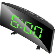 Empressco Dijital Kavisli Alarmlı Saat Aynalı LED Işıklı Dekoratif Masaüstü Işığı Devamlı Yanan Saat