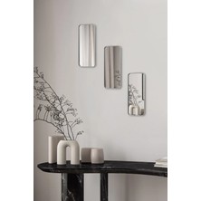 Empressco 3'lü Dikdörtgen Ayna Duvar Aksesuarı - Sunumluk (Çok Amaçlı) Gümüş 12X30 cm