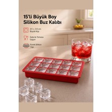 Arbolos 15 Bölmeli Büyük Boy Silikon Buz Kalıbı Kırmızı
