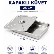 Labolist Kapaklı Küvet 25 cm - 304 Kalite Paslanmaz Çelik