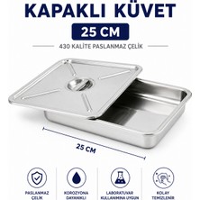 Labolist Kapaklı Küvet 25 cm - 430 Paslanmaz Çelik