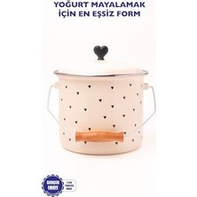 Black Cupid Kalp Desenli Emaye Yoğurt/bakliyat Bakracı (20 Cm-3 Litre-Tüm Ocaklarla Uyumlu)