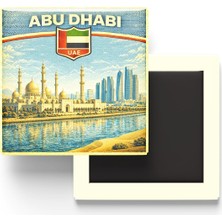 Birleşik Arap Emirlikleri Abu Dabi Şehri Temalı Vintage Buzdolap Magneti – 9x9 cm