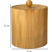 Doğal Bambu Ahşap Baharatlık – Kapaklı Silindir Saklama Kabı | 9X10 cm El Yapımı Mutfak Düzeni