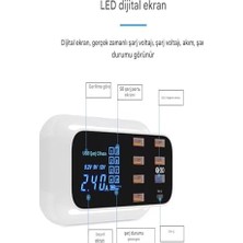 Doolike 8 Port USB Hızlı Şarj Istasyonu Qc 3.0 + Type-C Amper LED Göstergeli Akım Koruma 1.5m Kablo Beyaz
