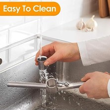Paslanmaz Çelik Sarımsak Presi – Sarımsak Kesici, Sarımsak Ezici, Sağlam Paslanmaz Çelik Saplı, Pratik Bir Mutfak Yardımcısı ve Mutfak Aleti, 15,8 x 5 cm
