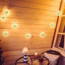 10'lu Noel LED Disko Topu Işık Mini Ayna Topu Şerit Işık Iç Dış Mekan Parti Bahçe Dekoru